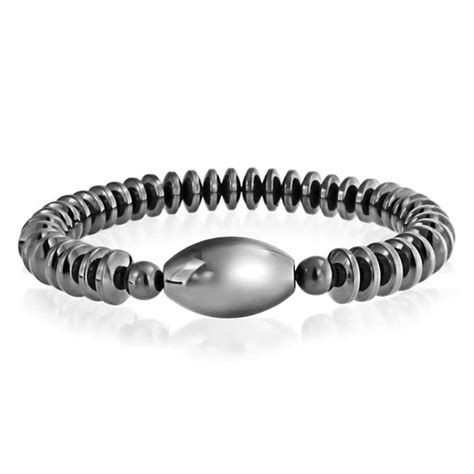 Bling Jewelry - Fashion Magnetic Black Charcoal Grey Disc Hematite Stretch Bracelet for Men ...