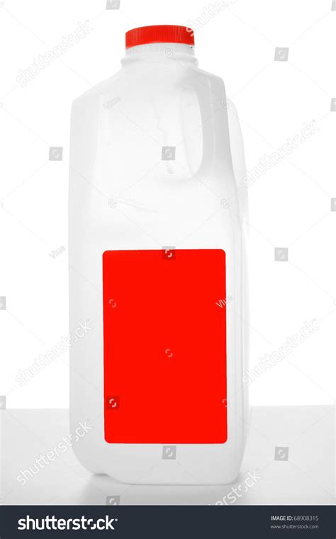 Milk Carton With Red Label On A Shiny Table With White Background. 1 Liter. Stock Photo 68908315 ...