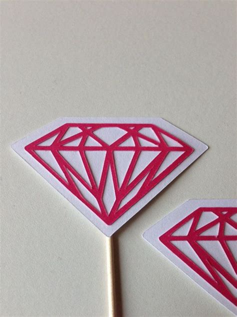 12 Diamond Cupcake topper Light Pink Bridal Shower Food Pick | Diamond ...