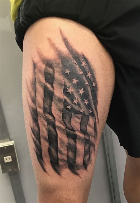 American flag black and gray | Chest tattoo black and grey, Black flag tattoo, American flag tattoo