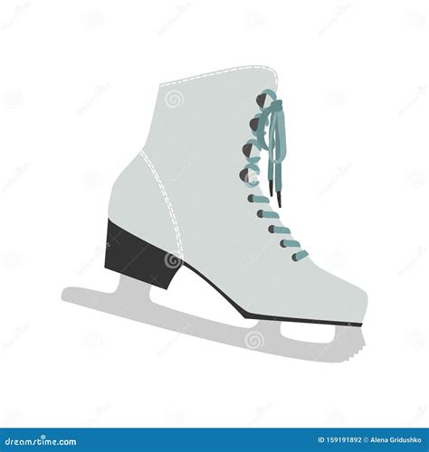 Vector White Figure Skates, Vintage Ice Rink Equipment Footwear. Isolated Christmas and New Year ...