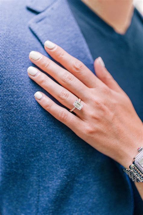 Emerald Cut Diamond on a Rose Gold Pave Band Engagement Ring Pave Band Engagement Ring, Pretty ...
