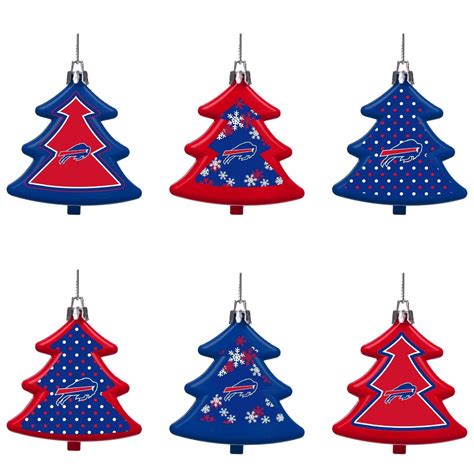 Buffalo Bills Shatterproof Trees Holiday Christmas Tree Ornaments Set 6 ...