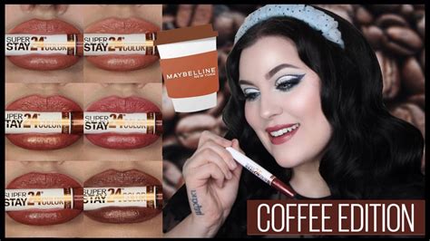 *COFFEE EDITION* MAYBELLINE SUPERSTAY 24HOUR COLOR LIPSTICK - SWATCHES/REVIEW - YouTube