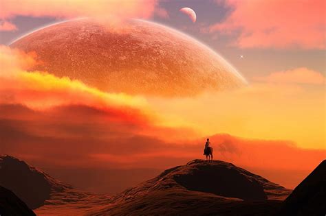 The Other Planet, alone, planet, yellow, horse, sky, HD wallpaper | Peakpx