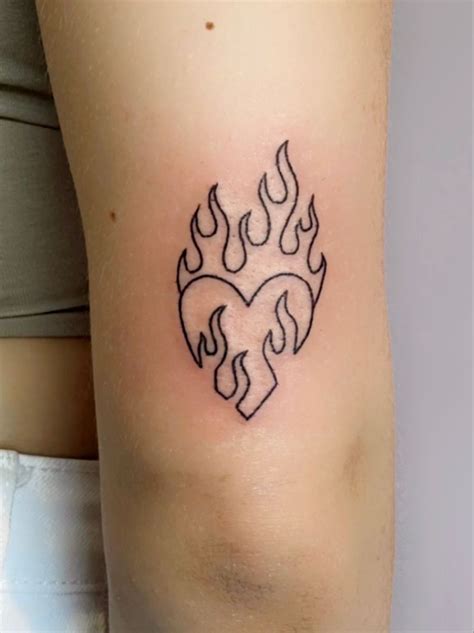 Flaming heart tattoo Simple Heart Tattoos, Tiny Heart Tattoos, Tiny ...