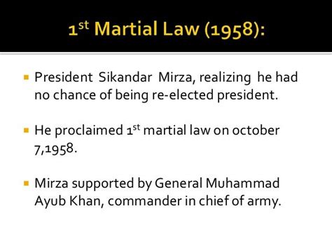 Politics and martial law in pakistan