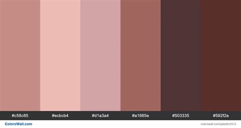 Human skin tone color palette. HEX colors #c58c85, #ecbcb4, #d1a3a4, #a1665e, #503335, #592f2a ...