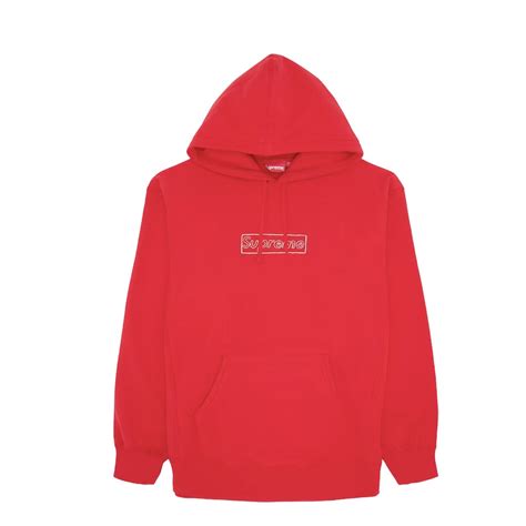 SUPREME KAWS CHALK LOGO HOODIE RED | Supreme | KershKicks