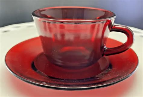 VTG ROYAL RUBY Red Depression Glass Coffee Cup & Saucer Anchor Hocking $4.95 - PicClick