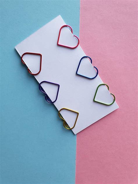 Pack of 6 Heart Shaped Paper Clips Novelty Paper Clips | Etsy