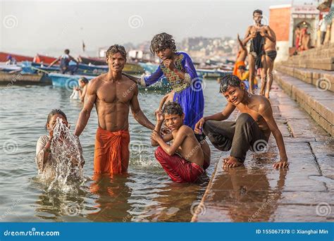A Family Bathing in the Ganges River Editorial Stock Photo - Image of bathing, believed: 155067378