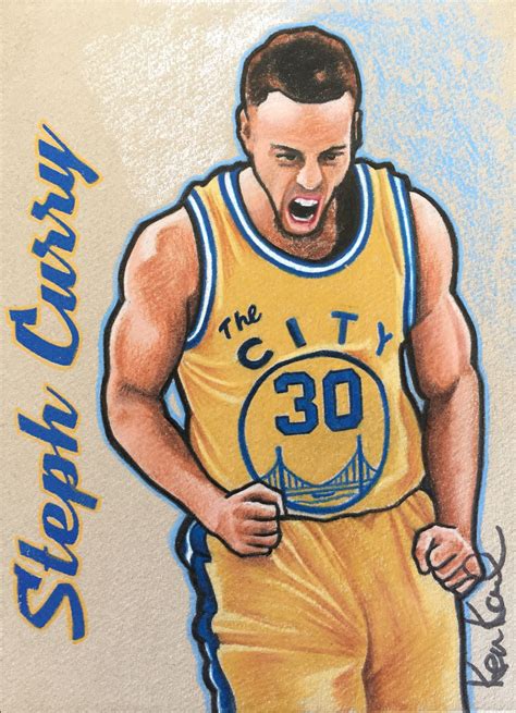 Steph Curry 1/1 sketch card by Ken Karl hand drawn in colored pencil | Sports art, Karl ...