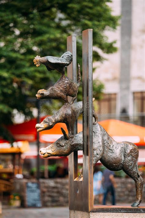 Bronze Statue Depicting the Bremen Town Musicians Located in Riga ...