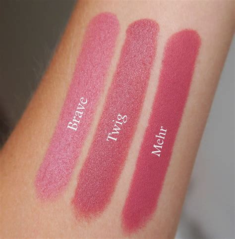 MAC Lipstick Swatches: Compare BRAVE, TWIG, MEHR