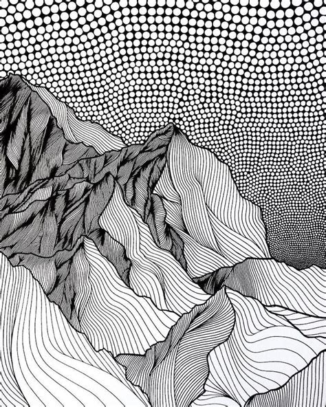 Artist Draws Countless Lines and Dots to Capture the Majestic Beauty of Mountains | Mountain ...