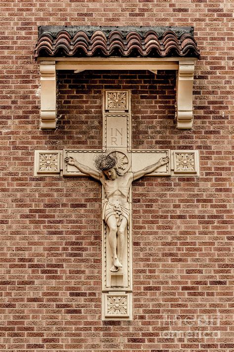 Jesus Crucifix - Catholic Church Brick Wall Photograph by Gary Whitton ...