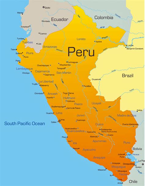 Cities map of Peru - OrangeSmile.com