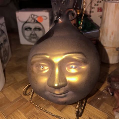 MERCURY GLASS DEPT 56 Gold Man In The Moon Ornament Rhinestone Eyes 100Mm $70.00 - PicClick