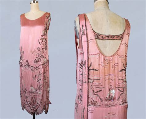 Beaded 1920s gown. Courtesy Guermantes Vintage . Silk Satin Dress, Blue Silk Dress, Pink Dress ...