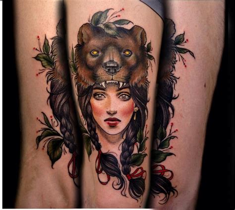 I am in love with my new tattoo! Beautiful bearskin girl by Samantha Smith @Steveston Tattoo Co ...