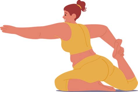 Best Empowered Plus-size Woman Character Gracefully Practicing Yoga Pose Illustration download ...