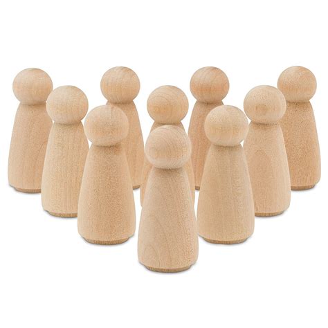 Wood Peg Dolls Unfinished 2 inch, Mom/Angel Shape, Pack of 25 Birch Wooden Peg People for ...