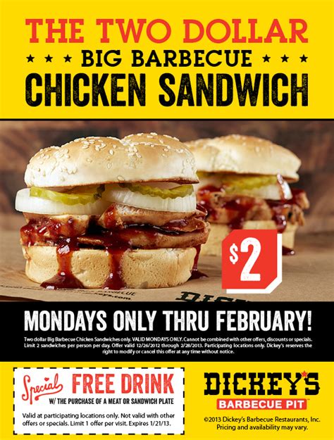 Dickey's Barbecue Pit: $2 Chicken Sandwiches