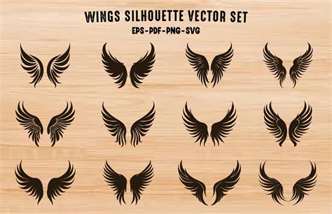 Wings Vector Black Silhouette Set Graphic by Gfx_Expert_Team · Creative ...