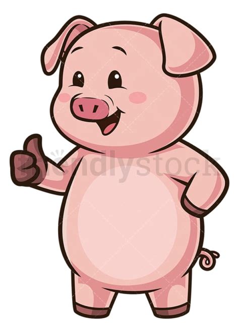 Piggy Bank Thumbs Up Cartoon Clipart Vector - FriendlyStock