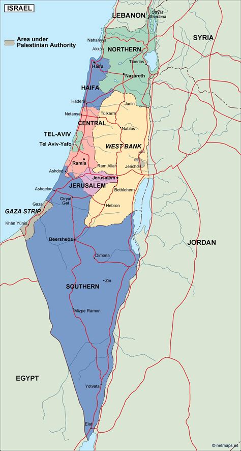 israel political map. Eps Illustrator Map | A vector eps maps designed ...