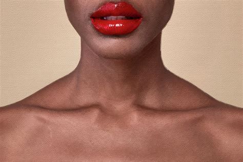 Lips African American woman with red lips Painting by Tony Rubino | Pixels