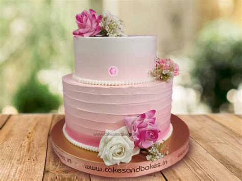 Two Tier Pink Anniversary Cake