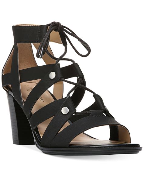 Lyst - Naturalizer London Lace-up Block-heel Sandals in Black