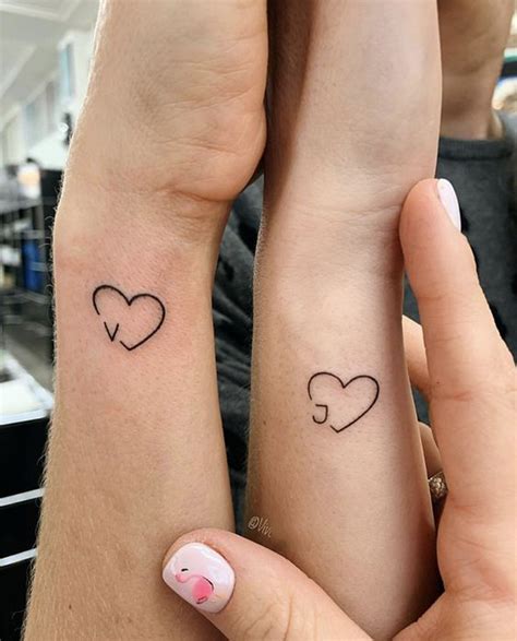 Heart Couple Temporary Tattoo, Custom Name Heart Tattoo, Tiny Heart ...