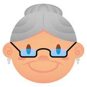 Cartoon of an old lady with glasses — Stock Vector © antonbrand #7781333