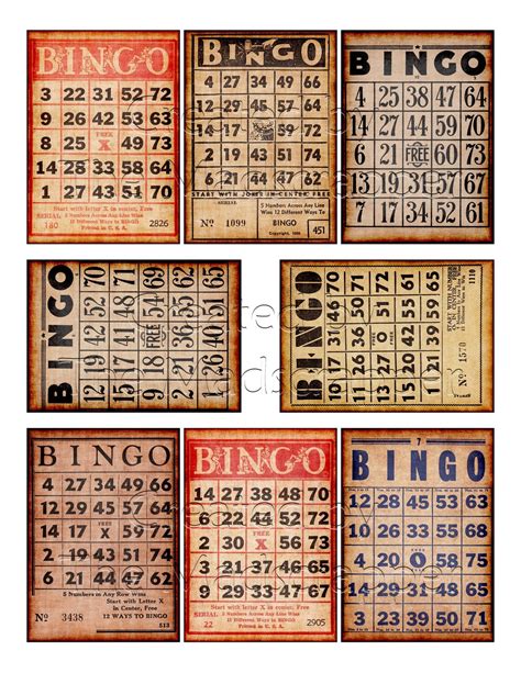 Digital Vintage Bingo Cards Vintage Bingo Printable and | Etsy