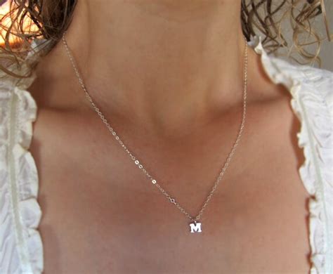 Sterling Silver Letter Necklace Alphabet Pendant Necklace - Etsy