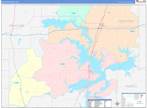 McIntosh County, OK Wall Map Color Cast Style by MarketMAPS