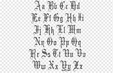 Lettering Old English Latin alphabet Tattoo, Flash, angle, white, english png | PNGWing