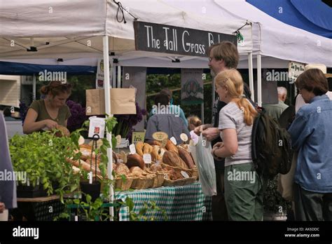 University District outdoor farmers market bakery stall with fresh Stock Photo, Royalty Free ...