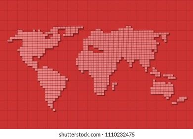 Red Screen Digital World Map On Stock Illustration 1110232475
