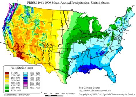 Mean Annual Precipitation, United States. - Maps on the Web