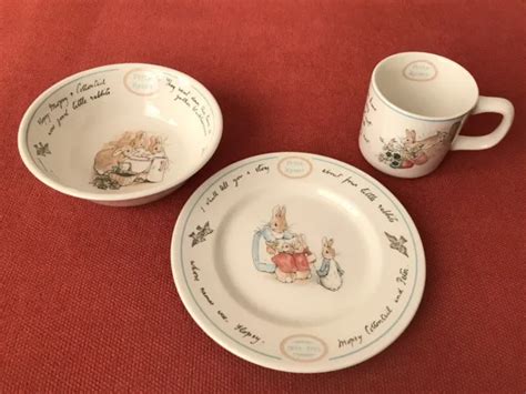 RARE VINTAGE WEDGWOOD Dish Set Peter Rabbit Beatrix Potter 100 Year Anniversary EUR 37,13 ...