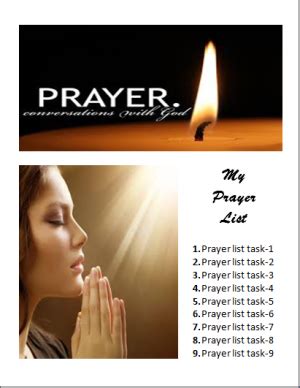 MS Word Prayer List Template | Word & Excel Templates