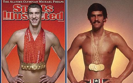 Michael Phelps puts his medals on display for Sports Illustrated