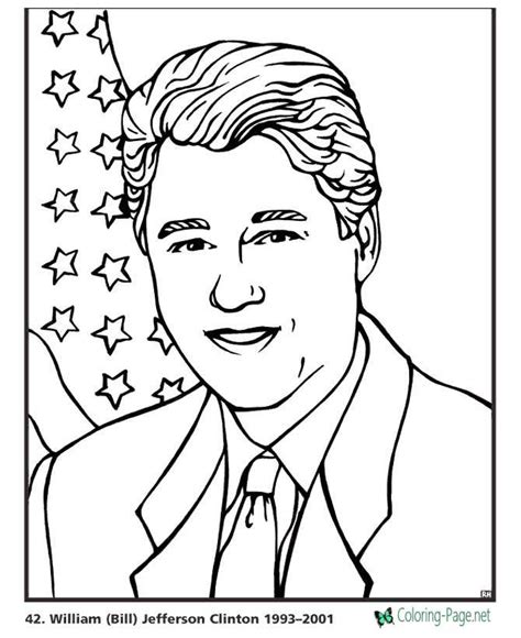 US Presidents Coloring Pages Bill Clinton