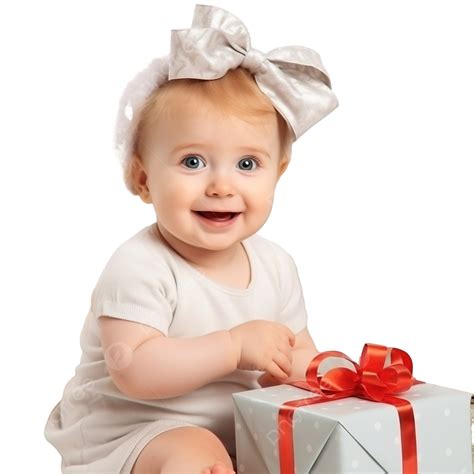 Cute Little Baby Girl Near The Christmas Tree With Gifts, Kids Gift ...