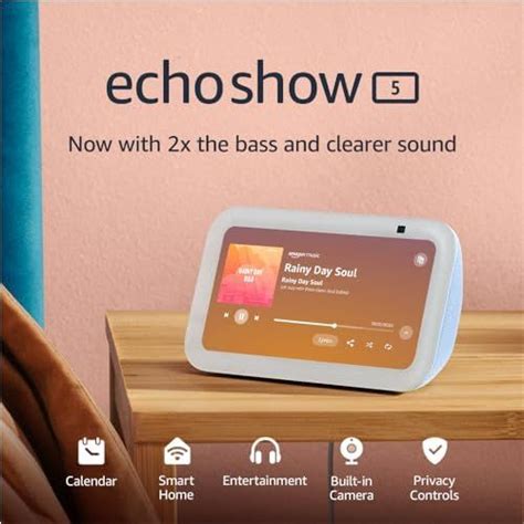 Echo Show 5 (3rd Gen, 2023 release) | Smart display with 2x the bass and clearer sound | Cloud ...