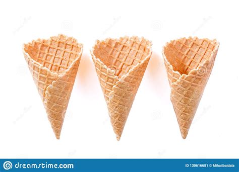 Empty Wafer Cone Cups for Ice Cream Isolated on White Background Stock ...